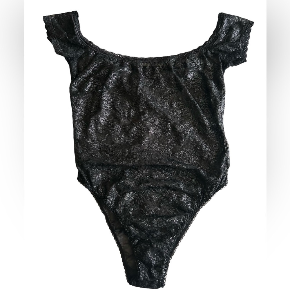 Victoria's Secret Women Black Mesh/Lace Bodysuit - Size S